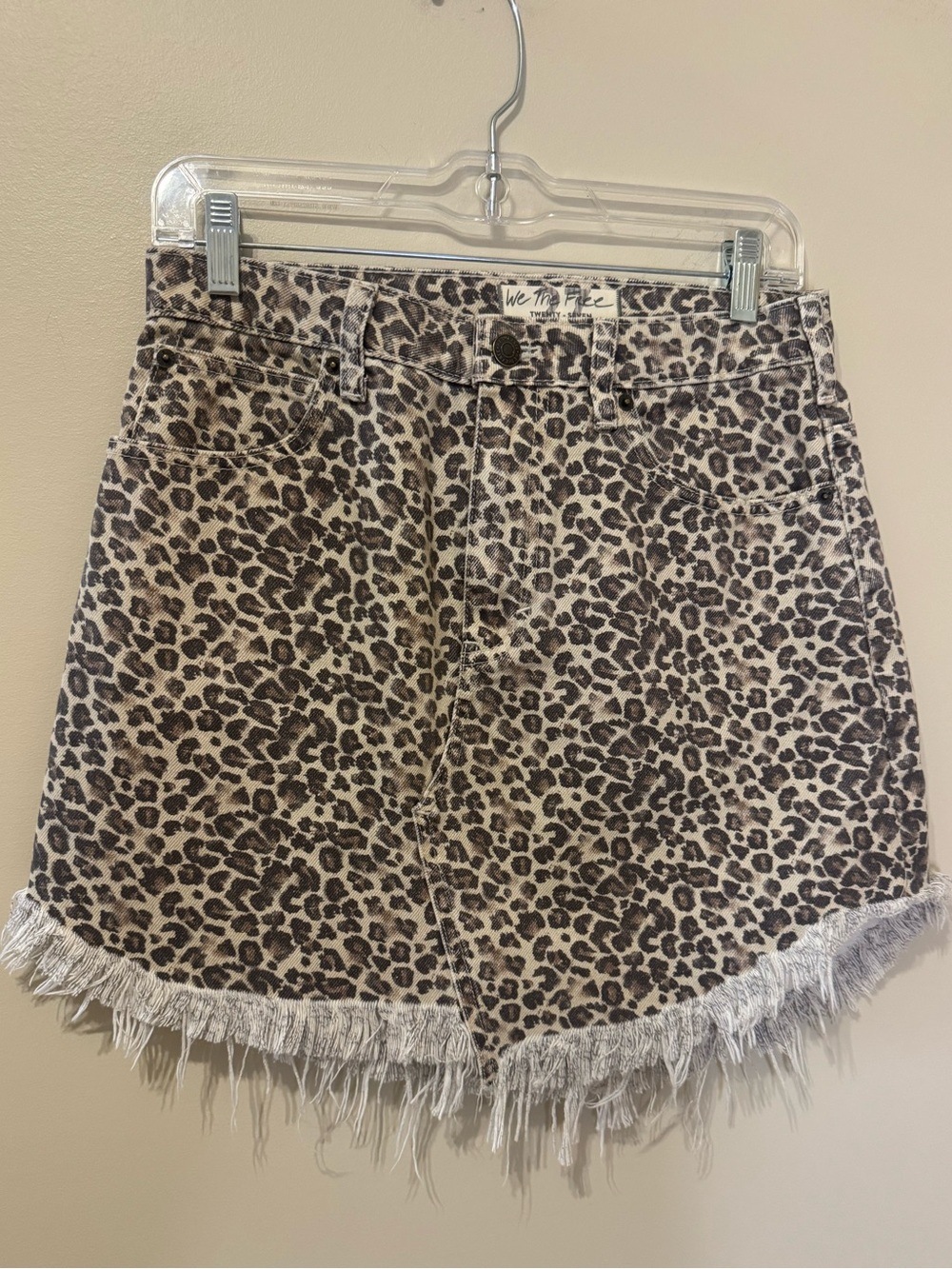 We The Free Printed Bailey Denim Mini Skirt | Size 27 | Leopard - Picture 4 of 9